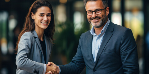 Teamwork Begins: Manager Welcomes New Employee with a Handshake