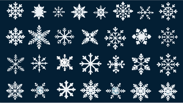 Diff&eacute;rentes ic&ocirc;nes de flocons de neige &eacute;toil&eacute;s