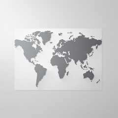 Flat Gray World Map Vector Isolated on White Background for Web Design, Annual Reports, and Infographics - Global Icon with Silhouette Backdrop for Travel Worldwide