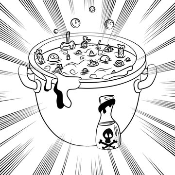 Halloween coloring page witch's cauldron