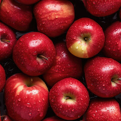 Fototapeta na wymiar close-up view of collection of many fresh red apples in the background