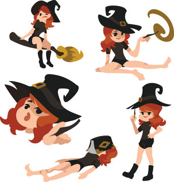 little witch girl character in halloween festival
