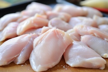 Succulent Fresh Fish filet Meat Displayed on Shop Counter: Ideal for Magazine Advertisements