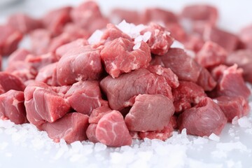 Fresh Raw Fish Meat Display on Shop Counter: Perfect for Magazine Ads and Food Promotions