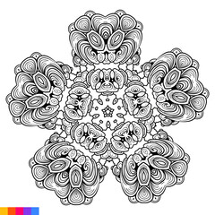 Mandala Art Design. Clean Decorative round ornament. Oriental pattern, Vector illustration Coloring book page. Circular pattern in form of mandala for Henna, Mehndi, tattoo, decoration.