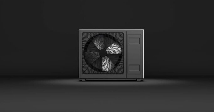 rotating fan of a heat pump as a heater - 3D rendering 4k 60 fps DCI 