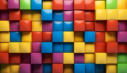 Texture of bright multi-colored building blocks.