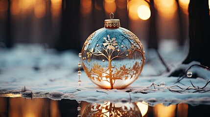 Empty transparent christmas ball. Christmas snow globe. Generative AI