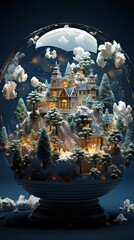 Concept design for Global warming and preserving life on Earth. Christmas snow globe. Generative AI