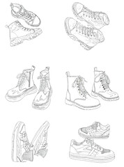 Sneakers boots shoes frame fashion colorful color sticker icon painting natural clothing