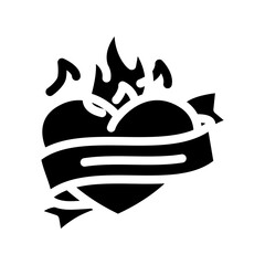 heart art tattoo vintage glyph icon vector. heart art tattoo vintage sign. isolated symbol illustration