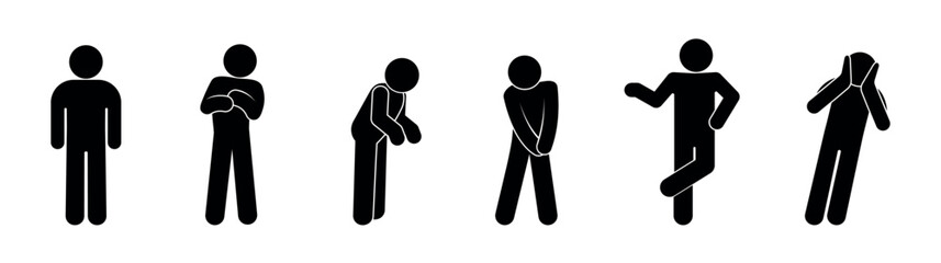 Fototapeta premium stick figure, people, human gestures, man illustration, icon isolated on white background.