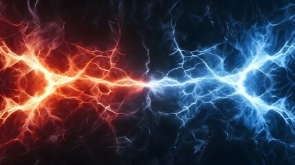 Fire and ice fractal lightning, plasma power background