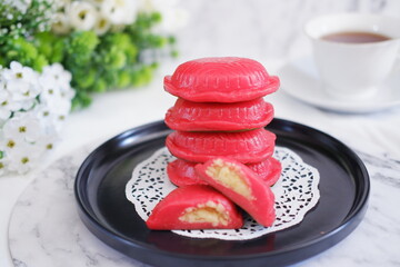 Kue ku, kue tok, or red turtle cake, traditional cake in an indonesia