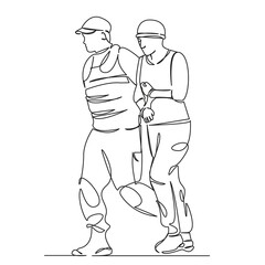 policeman leads the prisoner