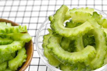 Bitter melon on white background.