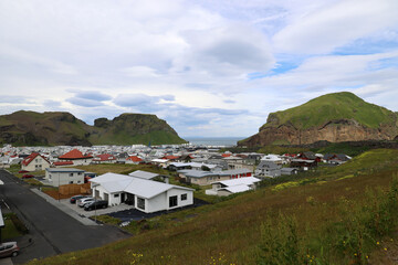 Fototapeta na wymiar View of the village of Heimaey on Heimaey Island- Vestmannaeyjar-Iceland 