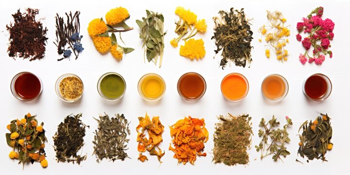 various kinds of herbal teas.