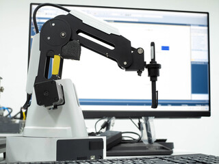 arm robot machine technology computer industry factory machine futurist equipment engineer business automate innovation artificial intelligence cyborg meta  datum smart work limb line body part screen
