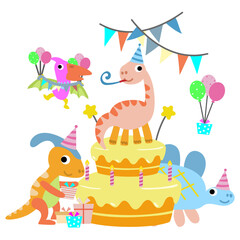 Happy Birthday Dinosaur party cake. happy dino clipart