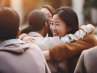 A group of friends stuck together to support each other