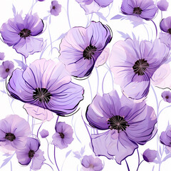 Delicate purple flowers on a white background