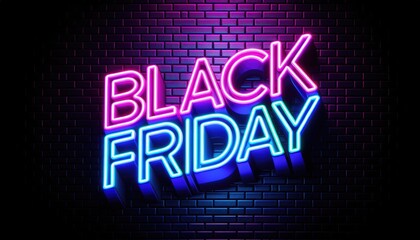 Neon glowing color Black friday november shopping sign. 