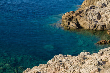 Beautiful rocky coast and very clear water of the Mediterranean Sea, Mallorca near Cala Ratjada, Balearic islands, Spain