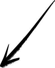 Black Vector Inky Sketch Arrow Down Symbol - 666525763