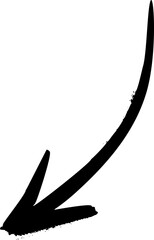 Black Vector Inky Sketch Arrow Down Symbol