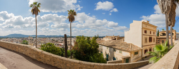 Cityscape overview of the town of Artá, Mallorca island, Spain (Panorama)