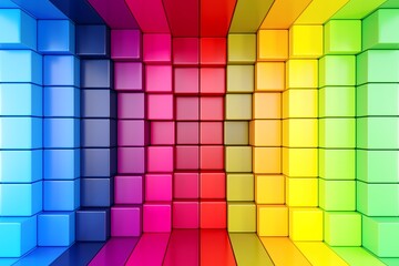 Colorful abstract background with recessed boxes 3D illustration