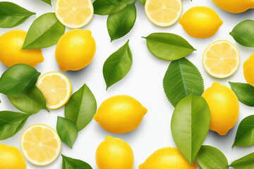 Bright pattern with lemon slices on a gray background representing a creative concept for tropical organic fruit