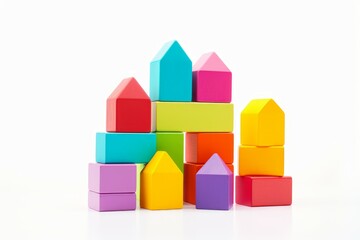 Colorful blocks isolated on white background. Color game cube shape play. Generate Ai