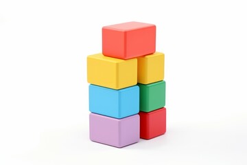 Obraz premium Colorful blocks tower isolated on white background. Game shape play vibrant. Generate Ai