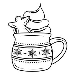 Black doodle mug with Hot cocoa.