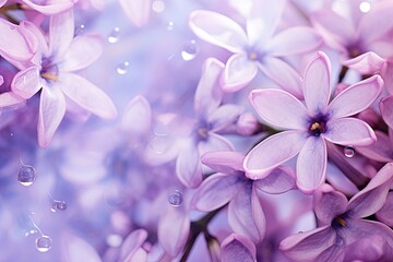 Close up of lilac violets in spring abstract floral backdrop