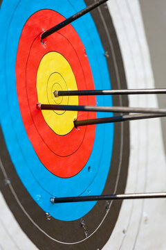 Archery target with arrows