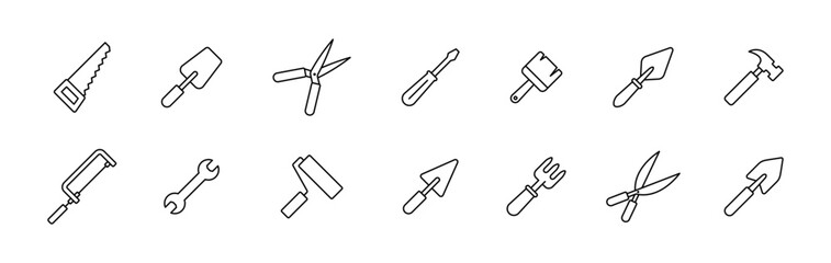 Tool icon set. Build tools. Construction tool icon collection - obrazy, fototapety, plakaty