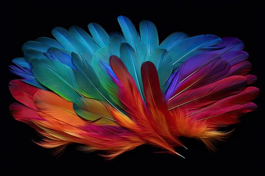 Colorful feathers from Indian roosters