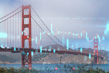 Iconic view of the Golden Gate Bridge from South side, day time, San Francisco, California, United...