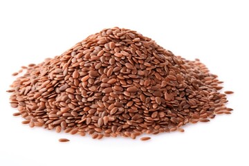 Flax seeds piled alone on white