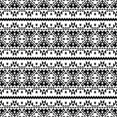 Seamless ethnic motif with traditional tribal texture design for textile and fabric. Geometric abstract vector illustration Aztec and Navajo style. Stripe pattern in black and white colors.