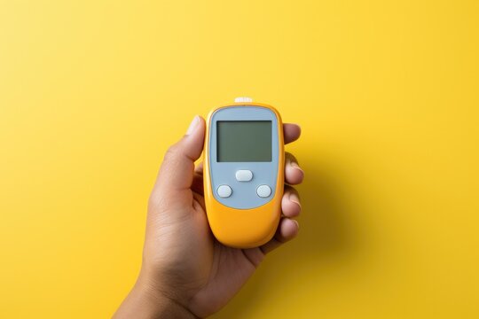 A Person Checking Their Blood Sugar Levels Isolated On A Gradient Background 