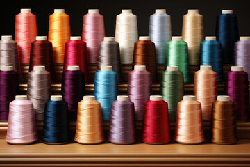 Range of colors in spools of thread for sewing and embroidery