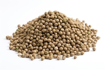 Hemp seeds white background