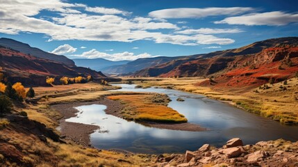 Panoramic view of sacred Native American lands during autumns change 