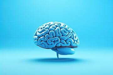 Human intelligence represented by human brain against a blue background - Powered by Adobe
