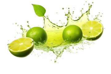 Isolated white background with fresh lime juice