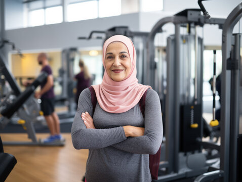 Elderly women exercise at the gym